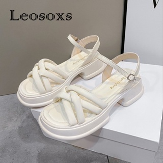 Leosoxs  รองเท้าแตะผู้หญิง ส้นแบน ใส่สบาย สไตล์เกาหลี รองเท้าแฟชั่น 2023 ใหม่ รุ่นใหม่ fashion ทันสมัย Beautiful B28G0M4 36Z230909