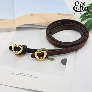 Ellastore123 เข็มขัดหนังเทียม หัวเข็มขัดรูปหัวใจ ปรับได้ สีพื้น สําหรับผู้หญิง