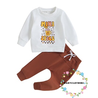 Babyclothes- ชุดเสื้อกันหนาวแขนยาว คอกลม พิมพ์ลายตัวอักษร และกางเกงขายาว เอวยางยืด เหมาะกับฮาโลวีน สําหรับเด็กผู้ชาย