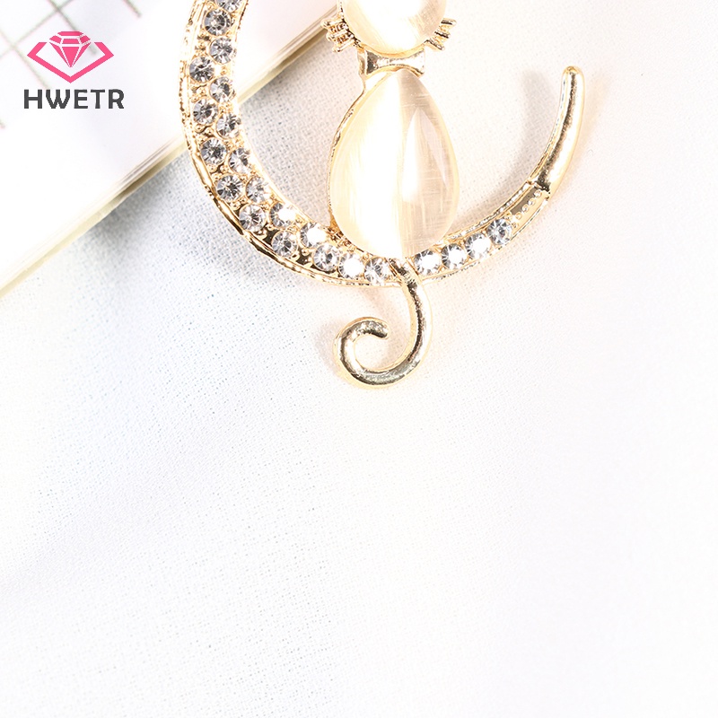 hwetr-ใหม่-เข็มกลัด-รูปแมวโอปอล-ประดับพลอยเทียม-หรูหรา-อินเทรนด์บาร็อค-สําหรับผู้หญิง