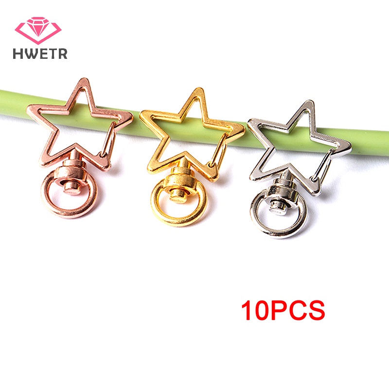 hwetr-ใหม่-พวงกุญแจตะขอก้ามปู-รูปดาวกลวง-diy-อุปกรณ์เสริม-10-ชิ้น