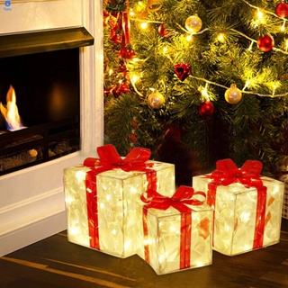 เครื่องประดับกล่องของขวัญตกแต่งเรืองแสงคริสต์มาสพร้อมกล่องไฟโบว์แสงกลางแจ้งของขวัญปาร์ตี้คริสต์มาส 【bluey】