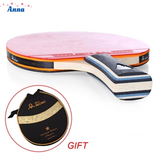 【Anna】Table Tennis Racket Long Handle One-star Strong Spin With Bag Wood+Rubber 1 Pc