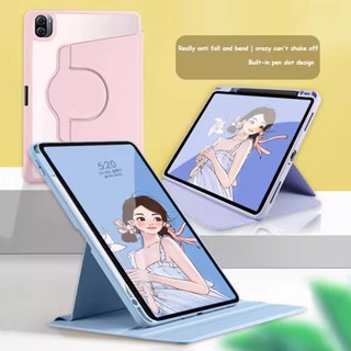 360 ° เคสหนัง PU อะคริลิคใส หมุนได้ พร้อมช่องใส่ปากกา สําหรับ Xiaomi Pad 6 Pro Pad 6 11 นิ้ว 2023 Pad 5 5 Pro 11 นิ้ว Xiaomi Pad 5 Pro 12.4 นิ้ว