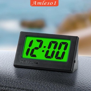 [Amleso1] นาฬิกาดิจิทัล แดชบอร์ด ส่องสว่าง ขนาดเล็ก แบบพกพา สําหรับรถยนต์ รถบรรทุก ห้องนอน