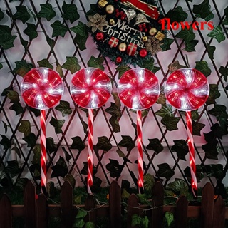 Flowers โคมไฟ LED พลังงานแสงอาทิตย์ รูปดาว สําหรับตกแต่งสวน เทศกาลคริสต์มาส 4 ชิ้น