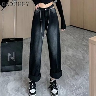 DaDuHey🎈 Womens New Korean Style Retro Fashion Wide Leg Jeans Loose Hot Girl High Waist Design Slim Versatile Mop Pants