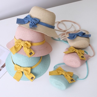 หมวกฟางกันแดด ขนาดเล็ก สไตล์เจ้าหญิง เหมาะกับเดินชายหาด แฟชั่นฤดูร้อน สําหรับแม่ และลูก