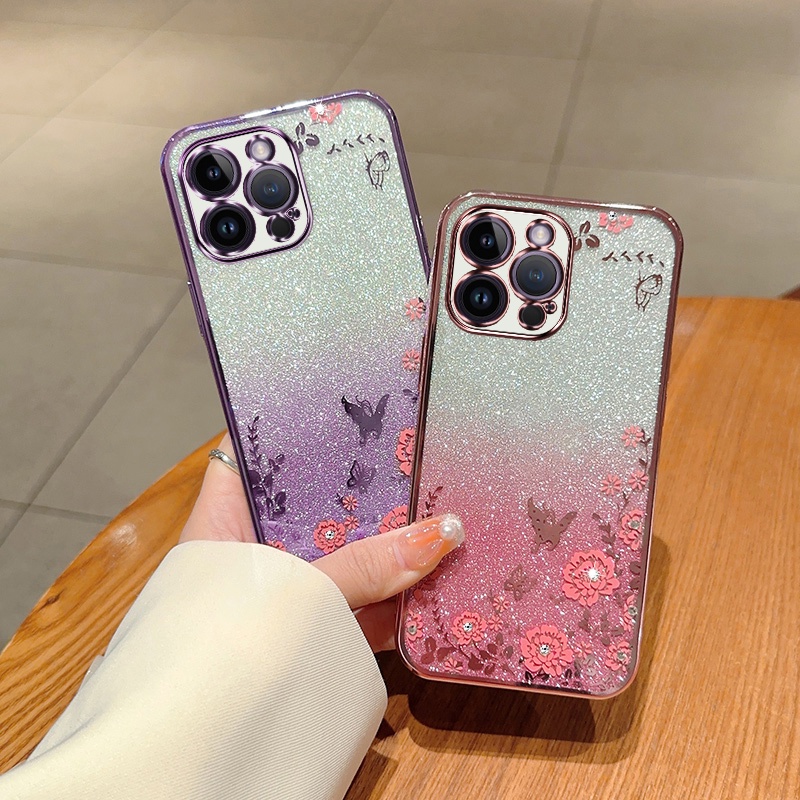 เคสโทรศัพท์มือถือ-tpu-แบบนิ่ม-ประดับกลิตเตอร์-และพลอยเทียม-หรูหรา-สําหรับ-iphone-14-pro-max-14-plus