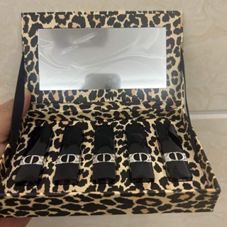 Dior Leopard ลิปสติก ตัวอย่างกํามะหยี่ สีฟ้า สีทอง 5 ชิ้น 999 # 720 # 840 # 564 # 757#