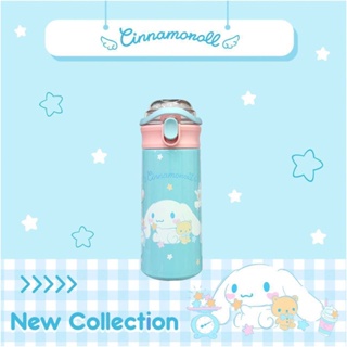 กระติกน้ำเก็บอุณหภูมิ Sanrio มีลายมาใหม่ ฝาแบบยกดื่ม พร้อมหลอดในตัว มีหูหิ้วพับเก็บได้ ใช้งานสะดวก ความจุ 500 ml