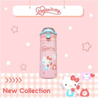 กระติกน้ำเก็บอุณหภูมิ Sanrio ฝาแบบยกดื่ม พร้อมหลอดในตัว มีหูหิ้วพับเก็บได้ ใช้งานสะดวก ความจุ 500 ml พร้อมส่ง