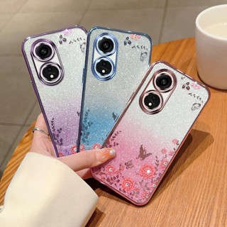 เคส OPPO Reno 8T 5G A58 A78 A17 A98 5G เคสโทรศัพท์มือถือ ลายดอกไม้ ผีเสื้อ -HY