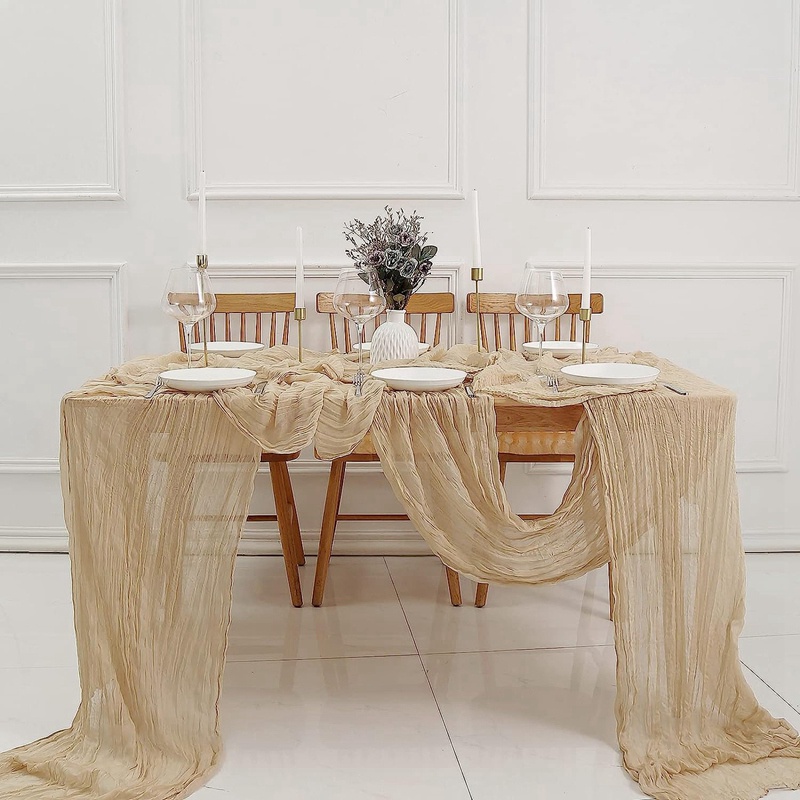 ผ้าปูโต๊ะ-ผ้าโปร่ง-แบบยาว-สีเบจ-สไตล์โบโฮ-สําหรับงานแต่งงาน-จํานวน-4-ชิ้น