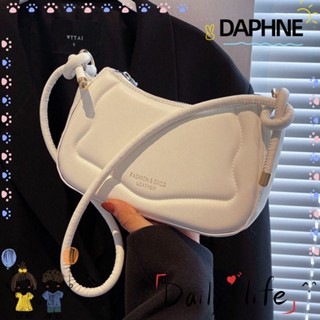 Daphne กระเป๋าสะพายไหล่ กระเป๋าถือ หนัง PU สีพื้น เรียบง่าย สําหรับสตรี