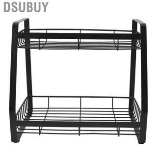 Dsubuy 2 Layers Integrated Seasoning Rack  Large Storage Space Black  All in 1 Design Metal Spice for Bathroom Kitchen