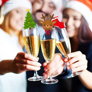 Behat การ์ดตกแต่งแก้วไวน์ รูปหมวกซานต้าคลอส และสโนว์แมน สําหรับตกแต่งเทศกาลคริสต์มาส และปีใหม่ 100 ชิ้น