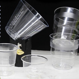 แก้วพลาสติกใส แบบใช้แล้วทิ้ง ขนาด 30 มล. 50 มล. 90 ม. สําหรับใส่ขนมหวาน เยลลี่ ปาร์ตี้วันเกิด ห้องครัว