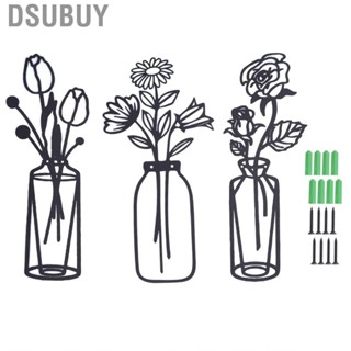 Dsubuy 3Pcs Metal Vase Flowers Wall Art Iron Flower For Indoor Decoration