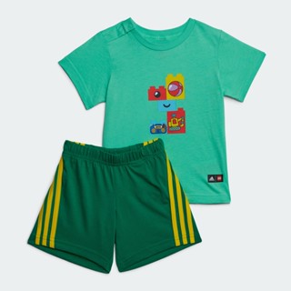 adidas ไลฟ์สไตล์ ชุดเสื้อยืดและกางเกงขาสั้น adidas x LEGO® Play เด็ก สีเขียว HS1149