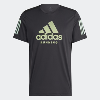 adidas วิ่ง เสื้อวิ่งแขนสั้น Own the Run AEROREADY Graphics In-Line ผู้ชาย สีเทา HA4314