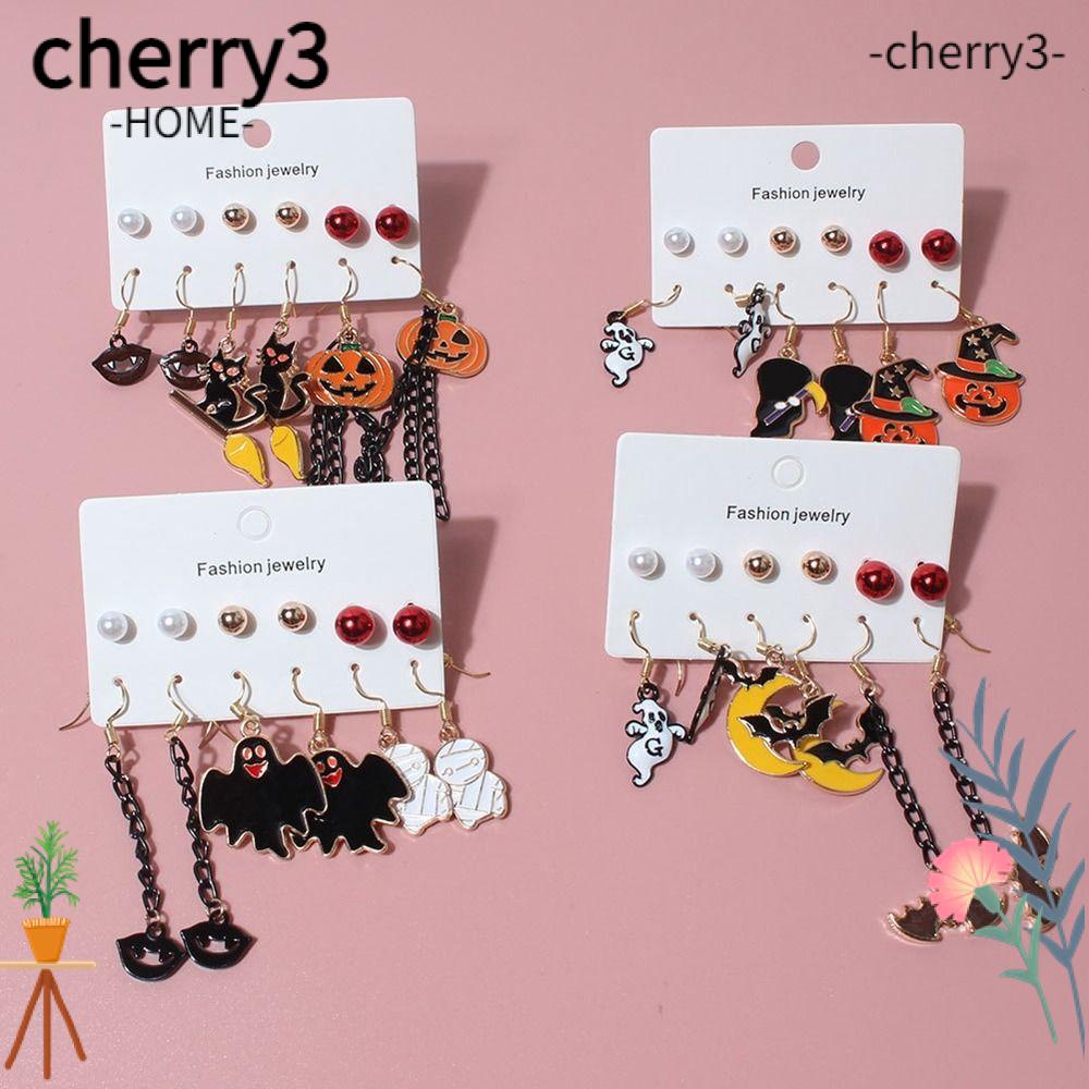 cherry3-ต่างหูติดหู-จี้รูปฟักทอง-กะโหลก-สไตล์พังก์-โกธิค-เครื่องประดับแฟชั่น-สําหรับปาร์ตี้ฮาโลวีน