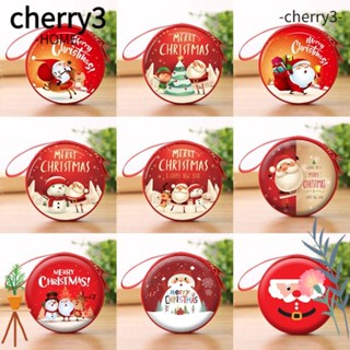 Cherry3 กระเป๋าใส่เหรียญ ทรงกลม มีซิป จี้ต้นคริสต์มาส