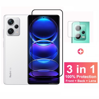 3 in 1 ฟิล์มกระจกนิรภัยกันรอยหน้าจอ และตัวป้องกันเลนส์กล้อง สําหรับ Redmi Note 12 Pro Plus Redmi Note 12 12S 11 11S Pro Plus 4G 5G