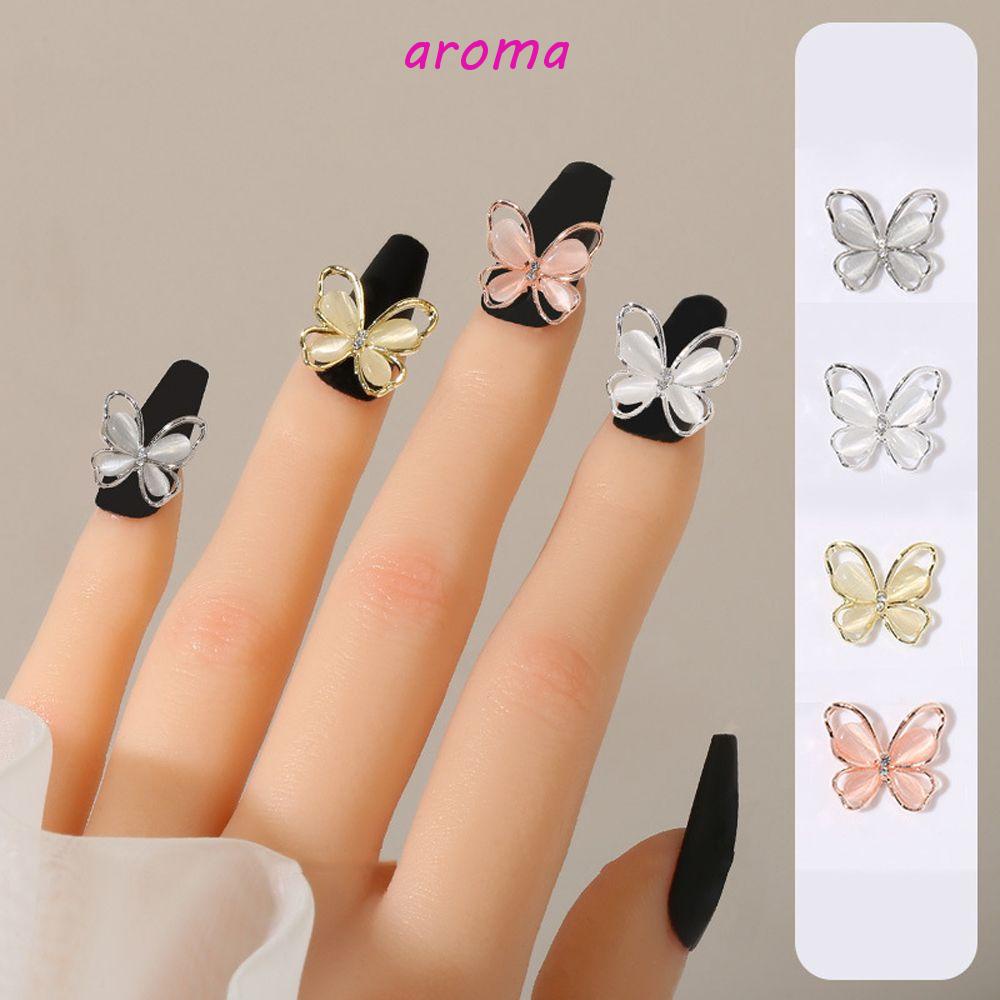 aroma-อุปกรณ์ตกแต่งเล็บ-รูปตาแมว-และผีเสื้อ-แฟชั่นสําหรับผู้หญิง