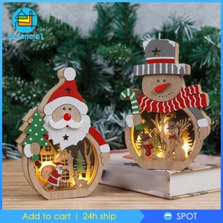 [Almencla1] โคมไฟ LED รูปซานตาคลอส 3D แบบไม้ เรืองแสง แฮนด์เมด สําหรับตกแต่งคริสต์มาส
