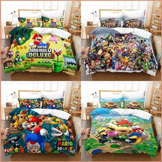 23 Super Mario 3in1 ชุดเครื่องนอน ผ้าปูที่นอน ผ้าห่ม ปลอกผ้านวม ห้องนอน ซักทําความสะอาดได้ สะดวกสบาย