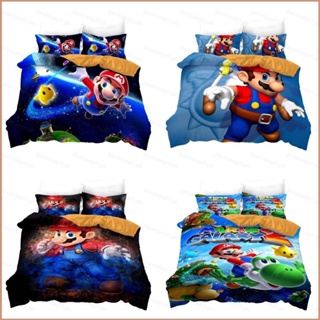 23 The Super Mario Bros 3in1 ชุดเครื่องนอน ผ้าปูที่นอน ผ้าห่ม ผ้านวม ซักทําความสะอาดได้ สะดวกสบาย สําหรับหอพัก