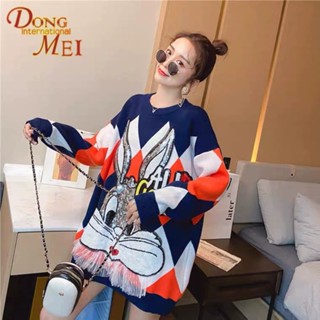 เสื้อกันหนาว ผ้าถัก ทรงหลวม ลายการ์ตูน พลัสไซซ์ เหมาะกับฤดูใบไม้ร่วง และฤดูหนาว สําหรับผู้หญิง 2023 Mm175 กก.