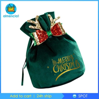 [Almencla1] ถุงขนมหวาน ลายคริสต์มาส พร้อมเชือกหูรูด สําหรับปาร์ตี้คริสต์มาส