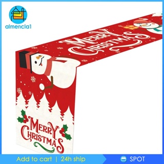 [Almencla1] ผ้าปูโต๊ะ ผ้าลินิน กันน้ํา ลายคริสต์มาส สําหรับวันหยุด ในบ้าน