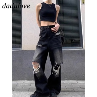 DaDulove💕 New American Ins High Street Retro Ripped Jeans Niche High Waist Wide Leg Pants Large Size Trousers