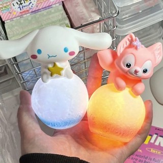 โคมไฟกลางคืน LED รูปการ์ตูน Sanrio Kuromi Cinnamonroll Moon 3D สําหรับตกแต่งห้องนอน