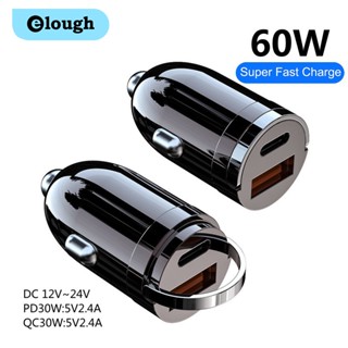 Elough อะแดปเตอร์ชาร์จไฟในรถยนต์ Type C PD 60W 115W USB