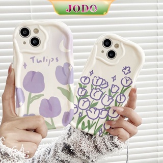 เคสโทรศัพท์มือถือซิลิโคน TPU แบบนิ่ม ลายดอกทิวลิป สีม่วง ป้องกันฝุ่น กันกระแทก สําหรับ iPhone 15 14 13 12 11 Promax 7 8 Plus X XR XSMax