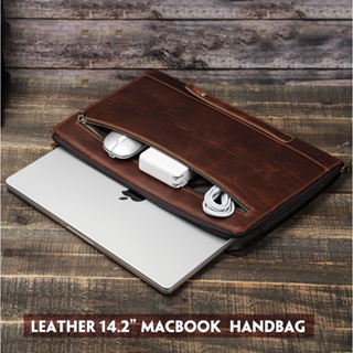กระเป๋าแล็ปท็อป หนัง 14.2 นิ้ว มีซิป สําหรับ MacBook Pro 14 นิ้ว 2021 2022 M1 Pro M1 Max A2442 และพีซีอื่น ๆ