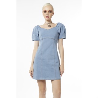 ESP เดรสผ้าเดนิมคอเหลี่ยม ผู้หญิง | Square Neckline Denim Dress | 05970