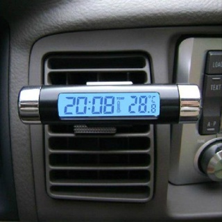 ●นาฬิกาติดรถยนต์● เครื่องวัดอุณหภูมินาฬิกาอิเล็กทรอนิกส์ หน้าจอ LCD แบบใส พร้อมคลิปหนีบ สําหรับรถยนต์