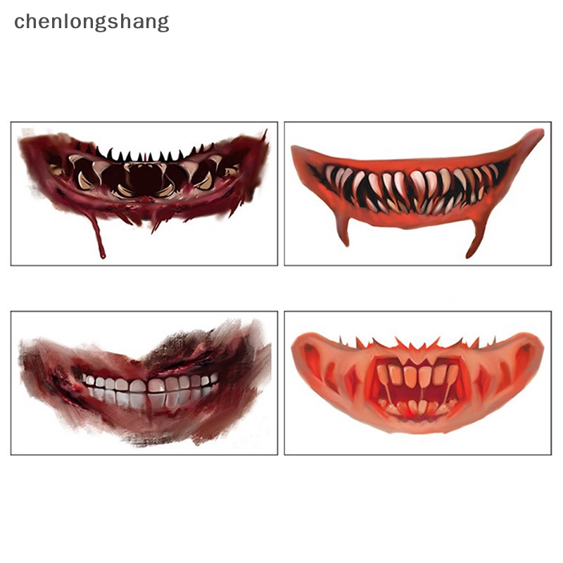 chenlongshang-สติกเกอร์รอยสัก-ปากใหญ่-ลายฮาโลวีน-diy-1-แผ่น-en