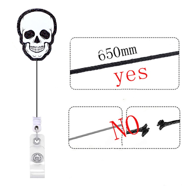 65cm-glitter-acrylic-retractable-badge-reel-id-ดึงเข็มขัดง่าย-halloween-กระดูกโครงกระดูก