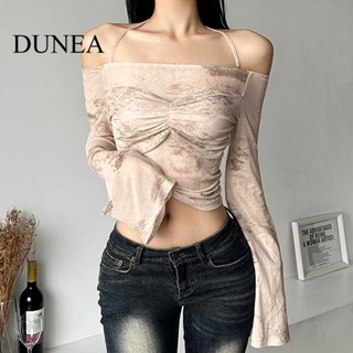 Dunea เสื้อยืด แขนยาว เปิดไหล่ เปิดหลัง เซ็กซี่ สําหรับผู้หญิง