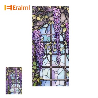 Eralml ฟิล์มกันความร้อน UV ลายดอกไม้ สีม่วง สําหรับหน้าต่าง