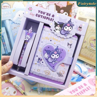 ❀ Sanrio ชุดเครื่องเขียน Kawaii Notebook และปากกาการ์ตูนการออกแบบหัวเข็มขัดแม่เหล็ก Kuromi Cinnamoroll My Melody คู่มือกล่องของขวัญนักเรียน