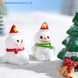 Buildvictories11 ตุ๊กตาหิมะเรซิ่น ขนาดเล็ก สําหรับตกแต่งบ้านตุ๊กตา เทศกาลคริสต์มาส ปีใหม่