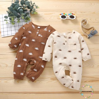 Babyclothes- ชุดรอมเปอร์แขนยาว คอกลม พิมพ์ลายดวงอาทิตย์ สําหรับเด็กทารกผู้ชาย และเด็กผู้หญิง