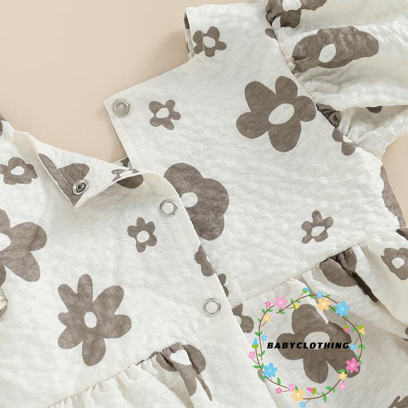babyclothes-ชุดจั๊มสูทรอมเปอร์-แขนสั้น-แขนพัฟ-พิมพ์ลายดอกไม้-พร้อมที่คาดผม-สําหรับเด็กทารกแรกเกิดผู้หญิง